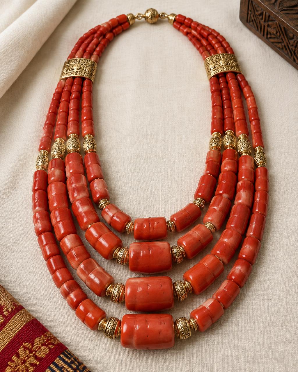 Royal Coral Neck Beads